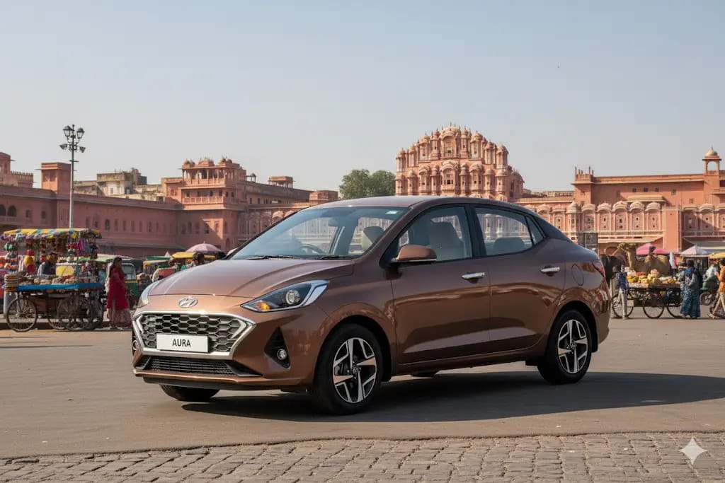 Hyundai Aura Taxi – Stylish Sedan for Delhi to Jaipur One Way Cab Service