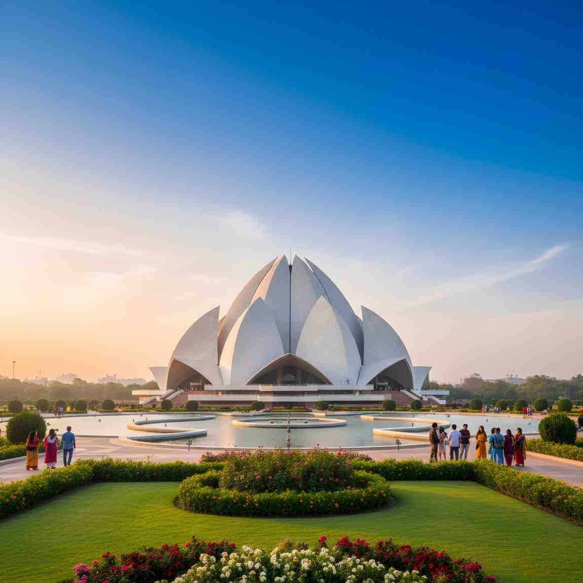 Lotus Temple with water pools